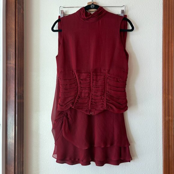 EUC 100% Silk Carmen Marc Valvo Red Sleeveless Top Corset - Like Detail Size 8 - Picture 11 of 11